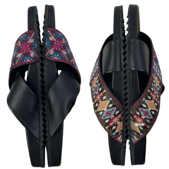 Johnny Was Beatriz Slip On Embroidered Sandal Shoes Italy Size 37 - Picture 9 of 10